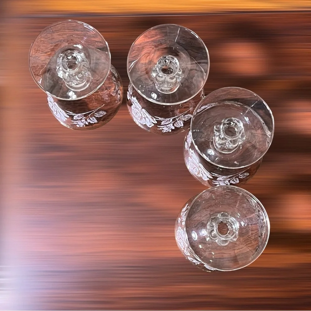 MCM Libbey Rose Bouquet Cordial Glasses - Set of 4 -